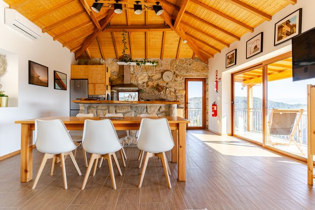 Fully equipped open-plan kitchen at Casa do Sol, Northern Portugal